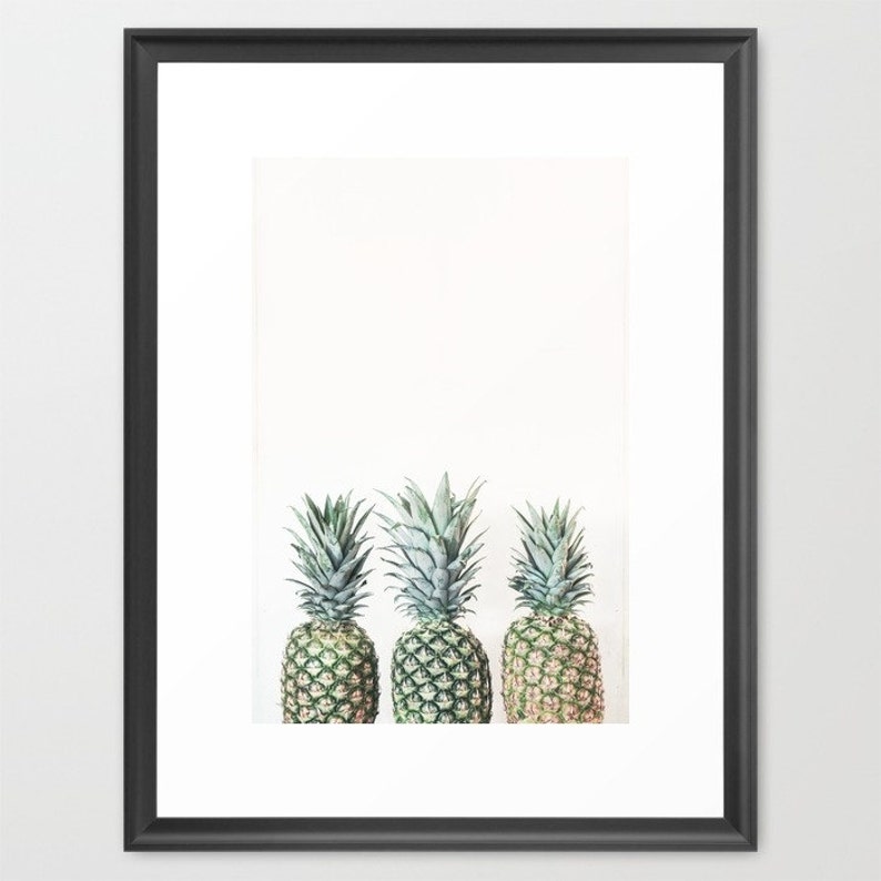 Food Photography Three Pineapples Print, Kitchen Wall Art, Fruit Photography, Pineapple Photograph, Neutral Decor, Tropical Fruit Photo image 2