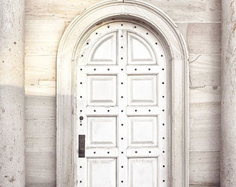 Door Photography- White Door Photo, Architecture Print, Washington DC Travel Photography, Neutral Decor, White Grey Cream Wall Art,