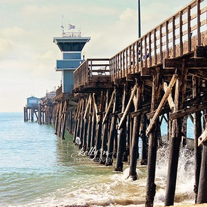 Seal Beach Pier- Beach Photography- Ocean Landscape Photo- SoCal Pier- Coastal Decor- Pacific Blues- 8x12 Fine Art Print