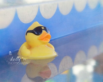 Gomma anatra fotografia - Carnevale Duckie, Fiera fotografia, Childrens, decorazione della scuola materna, blu giallo bianco, arredo bagno, anatra gialla
