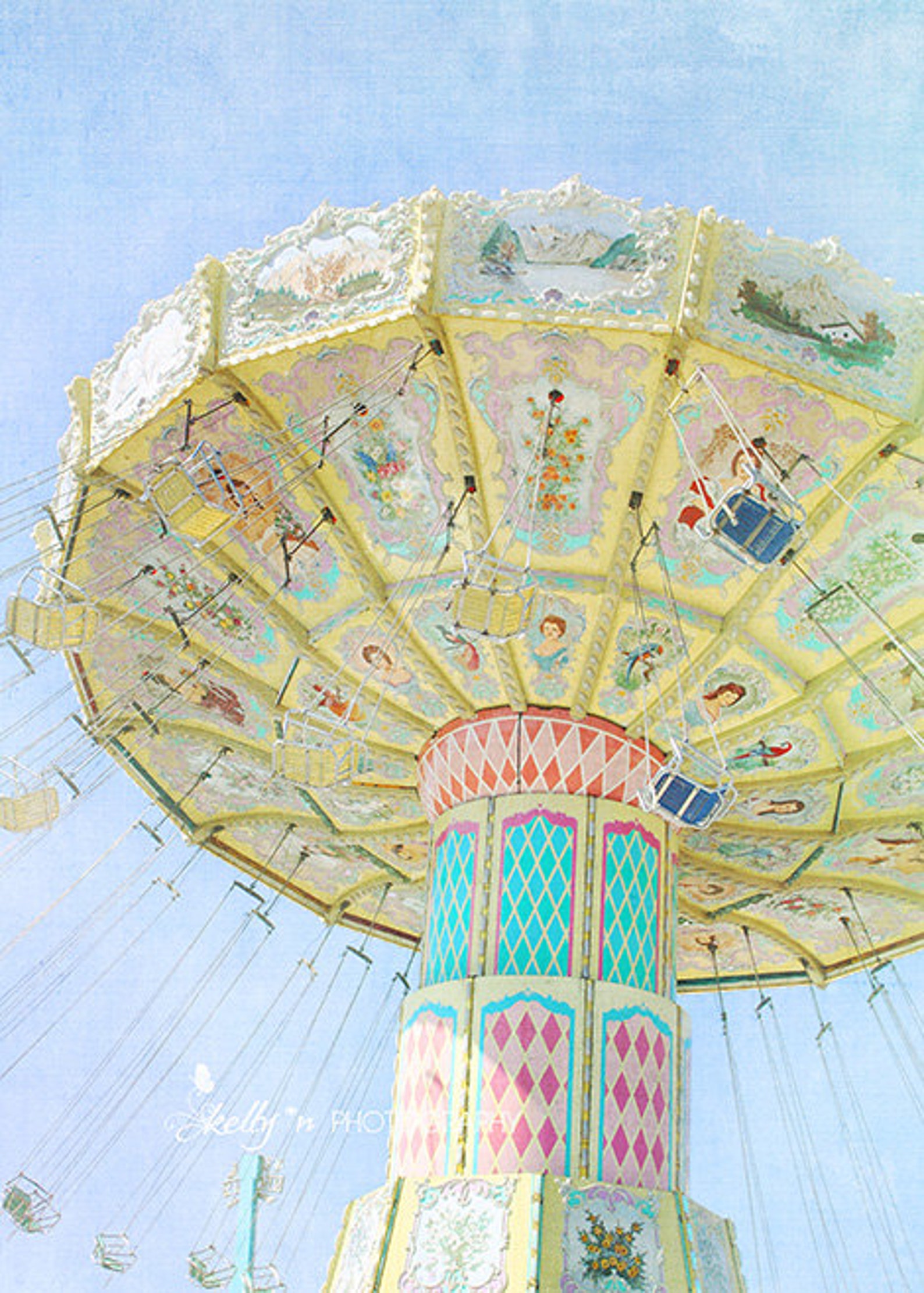 Fair Photography- Carnival Ride Photo, Colorful Fair Swings Print ...