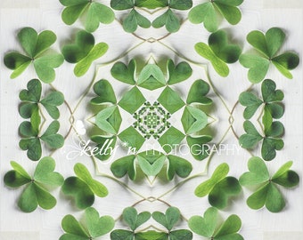 Shamrock Kaleidoscope Photo, Abstract Photo, Shamrock Photo, Green Leaves, St Patricks Day Art, Abstract Wall Art, Mandala, Fine Art Print