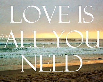 Beach fotografia - tipografia stampa, Oceano tramonto foto, fotografia di paesaggio, arte costiere, Love Typography, California Beach Decor