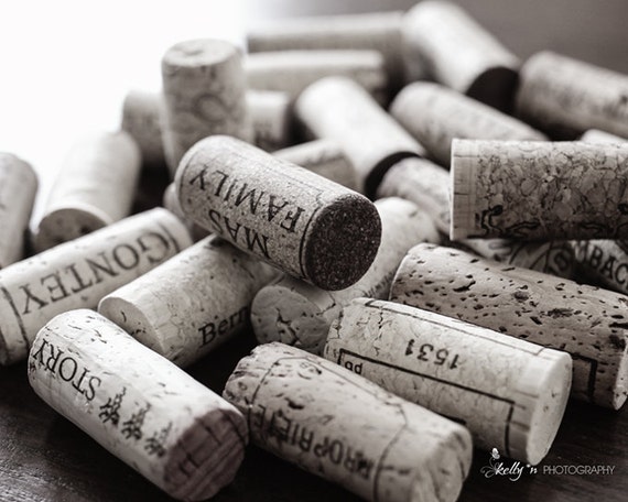 Corks Photograph- Wine Corks Photo, Wine Photography, Black and White Print, Still Life Photo, Kitchen Dining Wall Decor, Modern Bar Decor