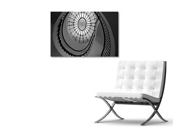 Architecture Photography- Spiral Staircase Canvas Print, Black and White Gallery Wrap, Large Canvas Wall Art, Large Home Decor, Hotel Decor