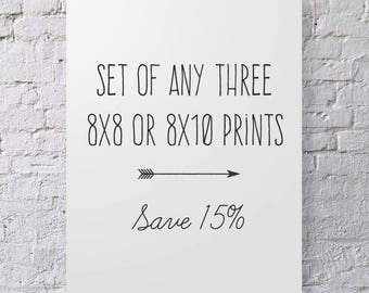 Three 8x8 or 8x10 Fine Art Prints- Your Choice, Floral, Nature, Beach, Fair, Still Life, Fine Art Photography, Save 15%, 3 Print Custom Set