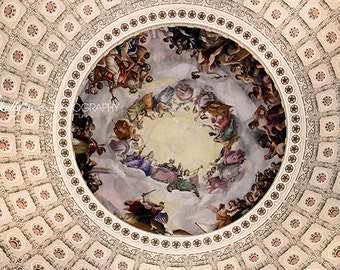 Rotunda 2- Fresco Photography, Apotheosis of Washington, US Capital Photo, Rotunda Photograph, Washington DC Photo, 8x12 Fine Art Print