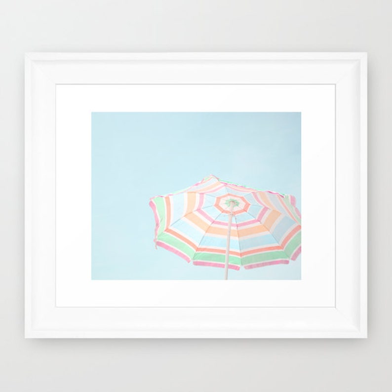 Beach Photography Pastel Beach Umbrella Photo Light Blue - Etsy