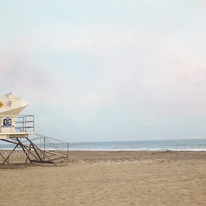 Beach Photography- Lifeguard Stand Photo, Pastel Colors, Beach Cottage Decor, Coastal Wall Art, California Beach,  Seaside, Fine Art Print
