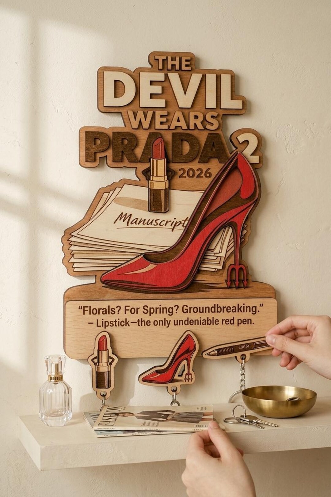 Prada Display Rack Devil Wears Prada 2 Key Holder Wall Rack 2026 Inspired Wooden Key ...