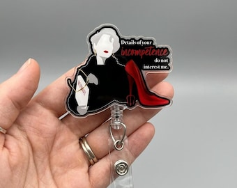 Details van je incompetentie-badgehaspel, grappige brutale ID-houder, intrekbare badgeclip, sarcastisch kantoorhumorcadeau, accessoire voor collega-verpleegkundige