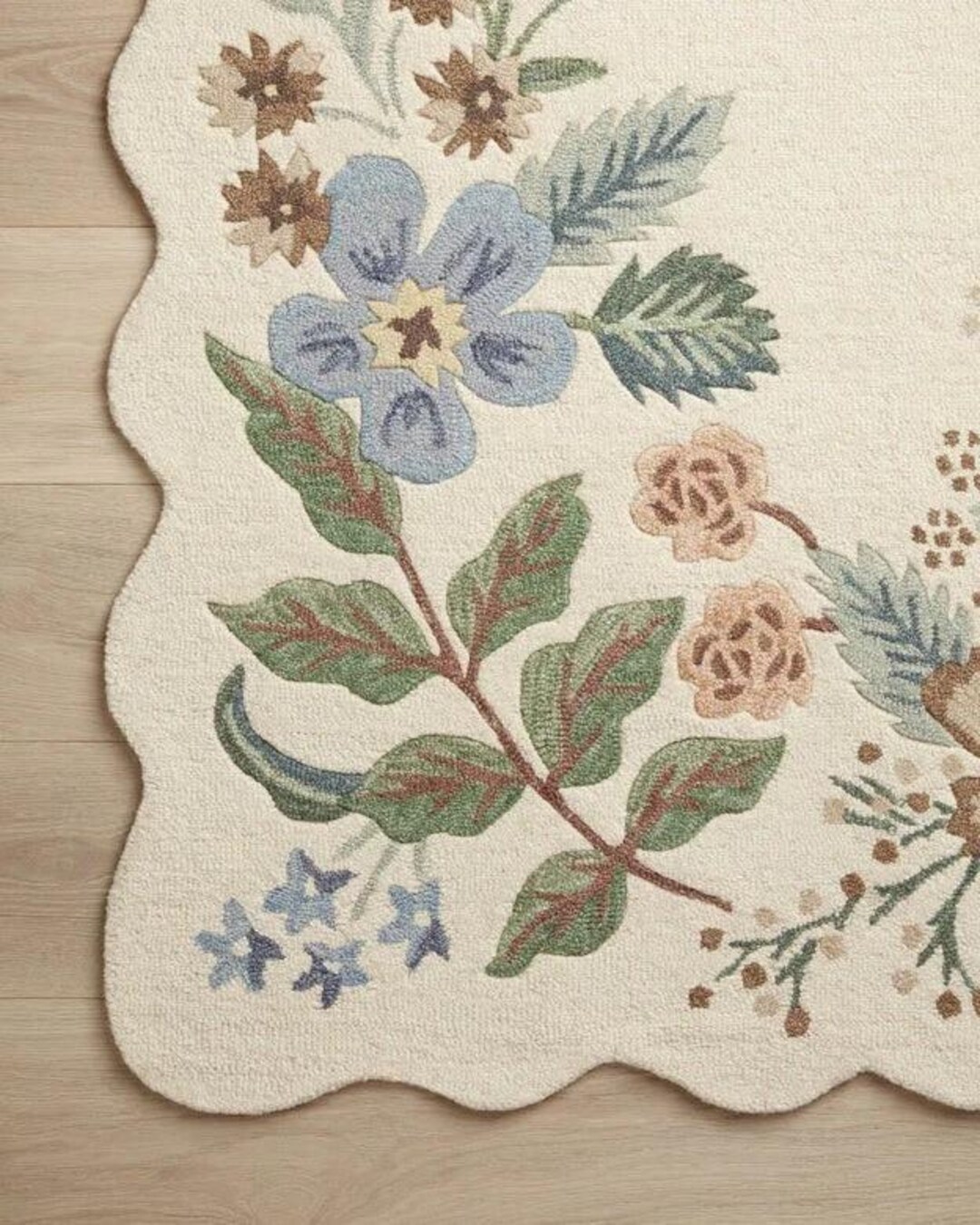 Hand Tufted Wool Floral Area Rug, Vintage Botanical Cottagecore Carpet ...