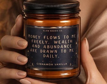 Vela de manifestación de dinero / Afirmación de abundancia / Energía de riqueza / Regalo de intención de prosperidad