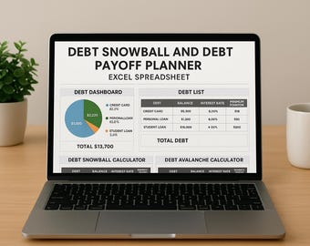 Debt Snowball Excel Spreadsheet | Monthly Debt Payoff Tracker & Budget Planner 2025 | Digital Download