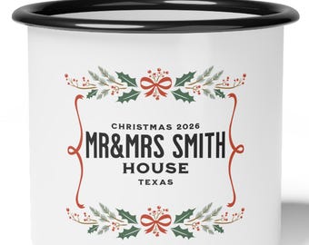 Personalized Christmas Enamel Mug – Mr & Mrs Smith Personalized Mug (12 oz)