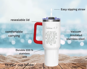 Minimalist Christian Tumbler, Galatians 6:9 Scripture, 40oz Stainless Steel Insulated Cup