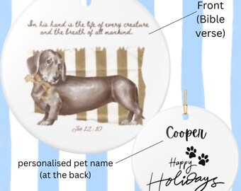 Personalized Dachshund Ceramic Ornament, Watercolor Dog Art, Pet Lover Gift