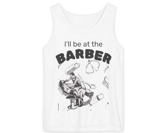 Ich bin beim Barber Sommer Tank - Schwarz und Weiß Vintage Man Top - Dad Club Tee Geschenk - Barber Retro Design Artikel