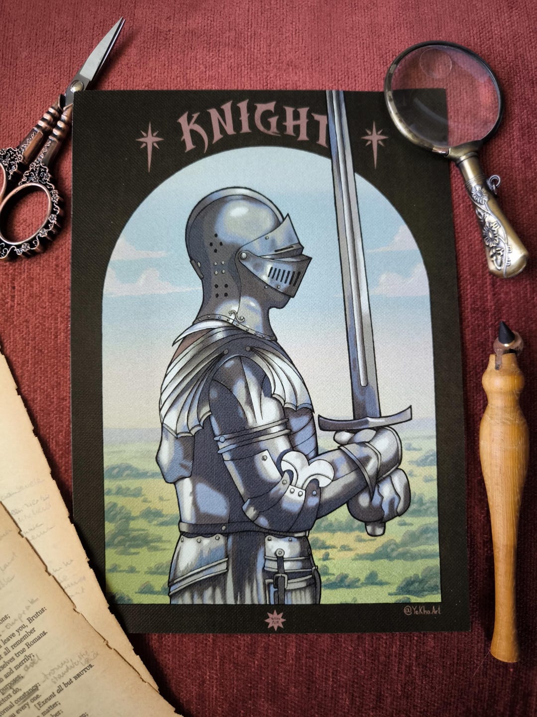 Knight Art Print | Medieval Fantasy Poster | Whimsical Wall Art - Etsy