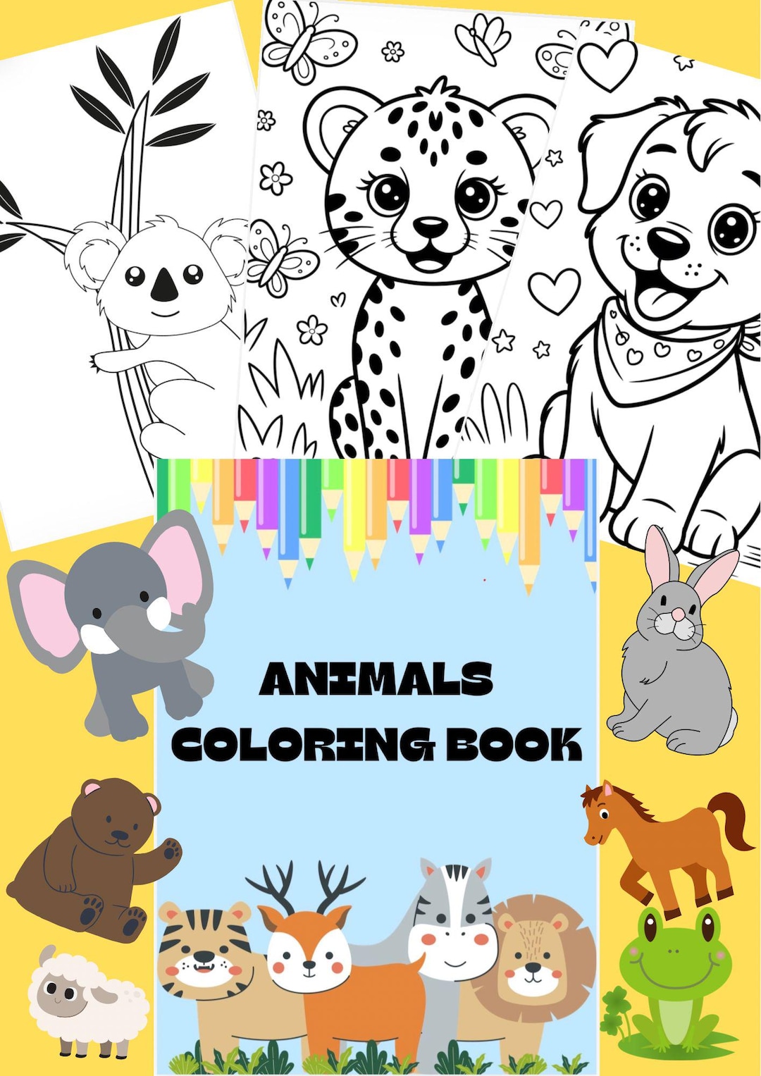 Animal Coloring Book Printable | 20 Pages Coloring Book for Kids | Cute ...