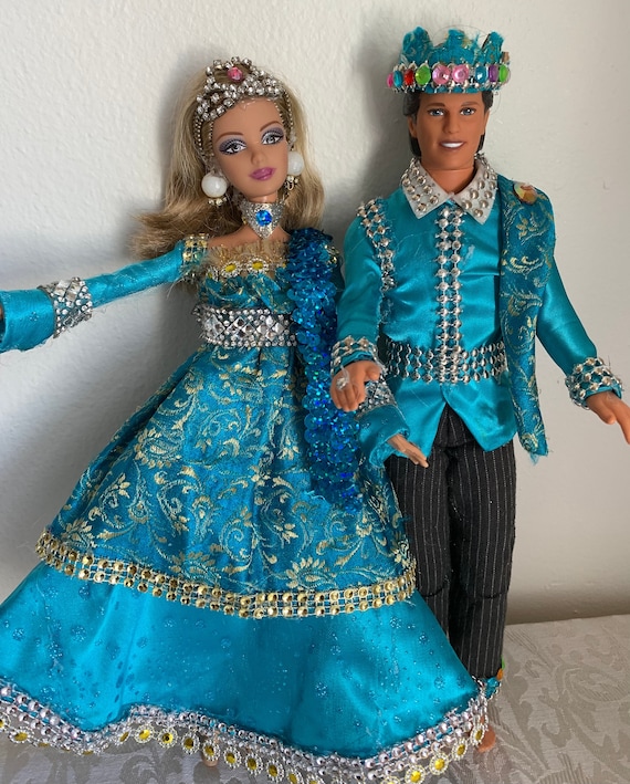 Definitie Resultaat Evolueren Ken and Barbie Traditional Dress Dolls Wedding Blue Silver - Etsy