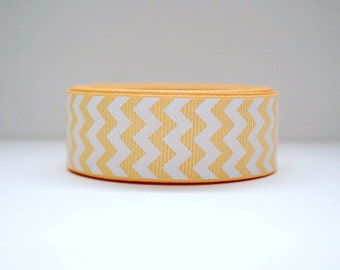 Juicy Orange Chevron Print 7/8in Grosgrain Ribbon - 1yd