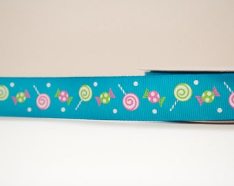 Candy Print 7/8 inch wide Grosgrain Ribbon - 1 yd.