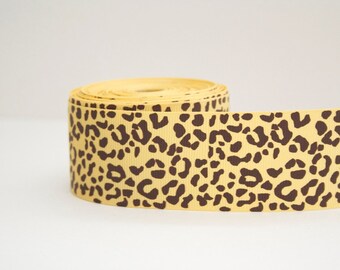 Cheetah Print Extra Wide 1.5in Brown Grosgrain Ribbon - 1yd