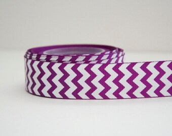 Deep Purple Chevron Print 7/8in Grosgrain Ribbon - 1yd