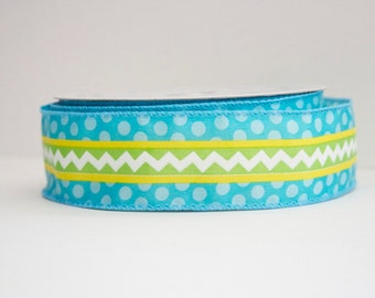 Spring Chevron Print Extra Wide 1.5in Wired Ribbon - 1 yd