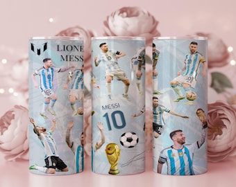 Diseño PNG para vasos Messi: vasos delgados de 20 oz y 30 oz para sublimación (archivo digital)