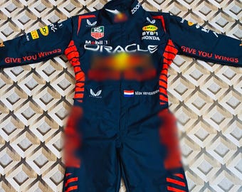 Macacão de corrida Max F1 feito à mão, inspirado no modelo original – Fantasia personalizada para fãs de automobilismo.