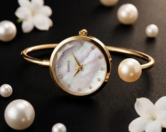 Fabergé Faux Pearl Gold Tone Quartz Bracelet Watch Japan Vintage Classic Gold Tone & Faux Pearl Faberge Women main image 2