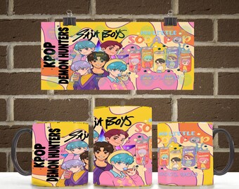 Kpop Boys Soda Pop Mug Wrap PNG | Anime Boy Band Sublimation Design (Digital Download)