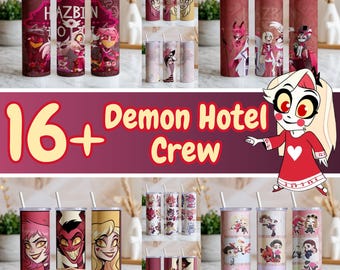 Hazbin Hotel 20oz Tumbler Wrap PNG Bundle | 16+ Charlie Alastor Demon Crew Sublimation Designs | Digital Download