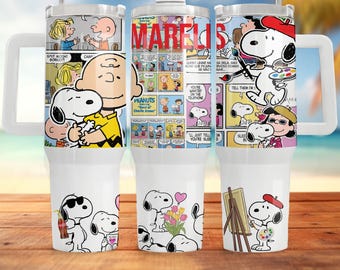 Snoopy Tumbler Wrap 40oz PNG | Charlie Brown Peanuts Comic Sublimation Design | Digital Download