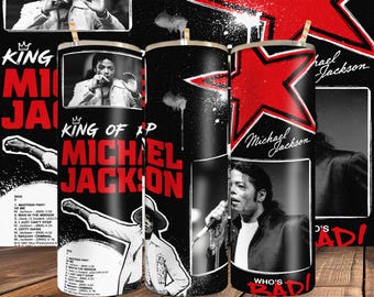 Pop Legend 20oz Tumbler Wrap PNG | Retro Music Icon Red Black Collage Skinny Tumbler Sublimation Design | Digital Download