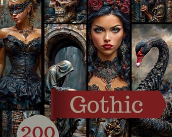 Gothic Junk Journal 200 Pages Dark Fantasy Vintage Ephemera Macabre Art (Digital Download)