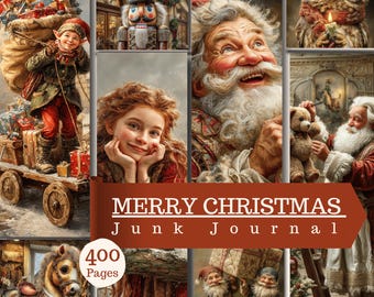 Vintage Merry Christmas Junk Journal 400 Pages Santa Holiday Ephemera (Digital Download)