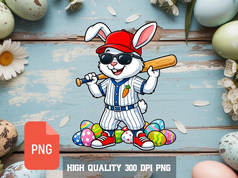 Baseball Easter Bunny PNG ,digital Download - Etsy