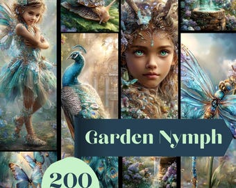 Garden Nymph Junk Journal 200 Pages Fantasy Fairy Tale Forest Ephemera (Digital Download)