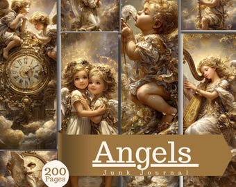 Vintage Angels Junk Journal 200 Pages Cherub Ephemera Celestial Scrapbook (Digital Download)