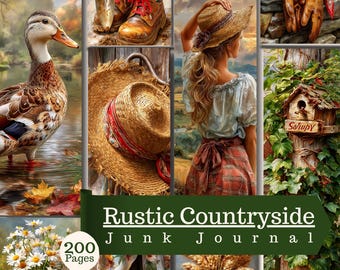 Rustic Countryside Junk Journal 200 Pages Vintage Cottagecore Farmhouse Ephemera (Digital Download)