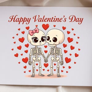 Skeleton Couple Valentine PNG, Gothic Valentines Day Shirt Design, Skeleton Love Sublimation image 1