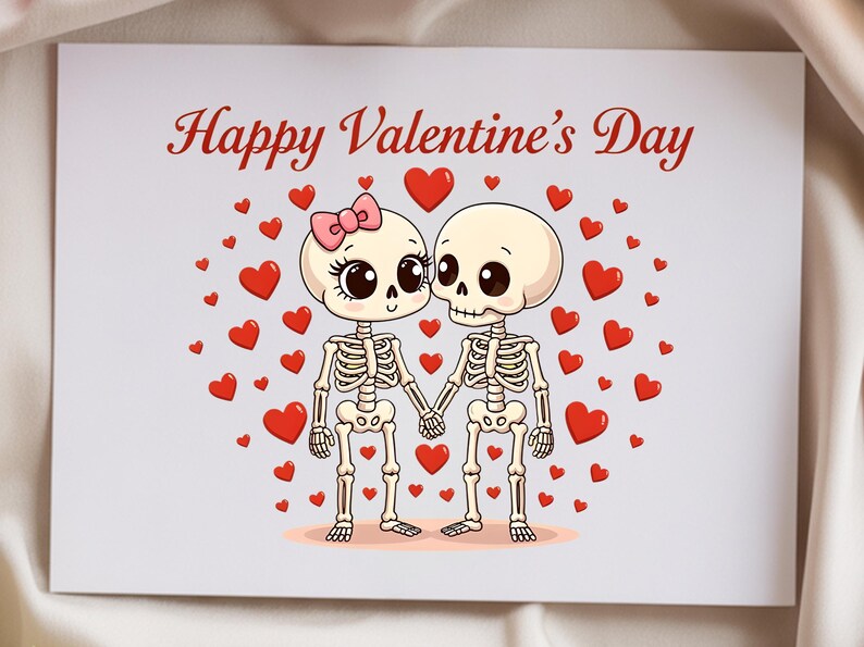 Skeleton Couple Valentine PNG, Gothic Valentines Day Shirt Design, Skeleton Love Sublimation image 1