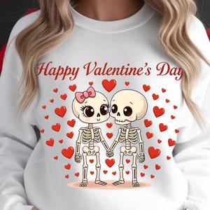 Skeleton Couple Valentine PNG, Gothic Valentines Day Shirt Design, Skeleton Love Sublimation image 4