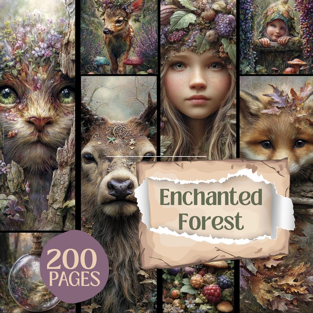 Enchanted Forest Junk Journal Kit 200 Pages Whimsical Woodland Animals ...