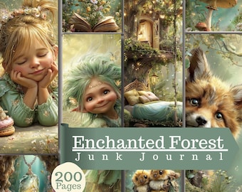 Enchanted Forest Junk Journal 200 Pages Fantasy Fairy Woodland Ephemera (Digital Download)