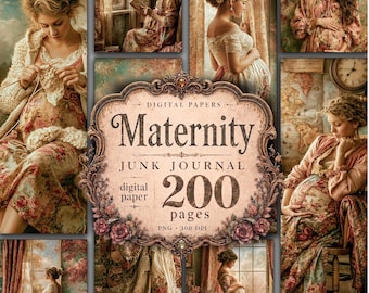 Vintage Maternity Junk Journal 200 Pages Pregnancy Ephemera Floral (Digital Download)