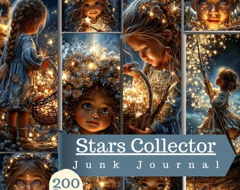 Stars Collector Junk Journal 200 Pages Magical Girls Night Fantasy Ephemera (Digital Download)